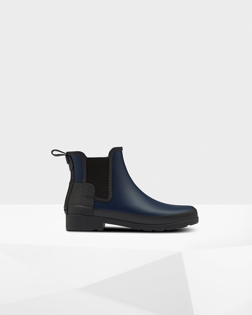 Women Hunter Refined Texture Block Slim Fit | Chelsea Boots Navy/Black | NZ-47105-JQPM